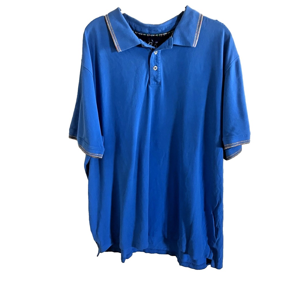 Robert Graham Polo Shirt Mens‎ 3XL Blue Accent  Sleeves Classic Fit Cotton